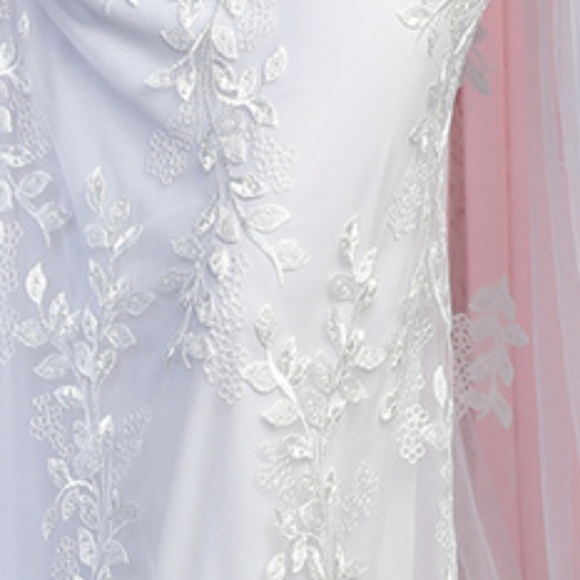 New long v neck sleeveless mermaid organza lace wedding dress,bridal gown - Picture 4 of 13